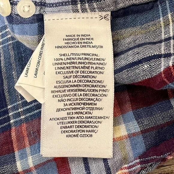 Ralph Lauren‎ 100% Linen Shirt Mens XL Short Sleeve Plaid Button Up Multicolor - Picture 6 of 6